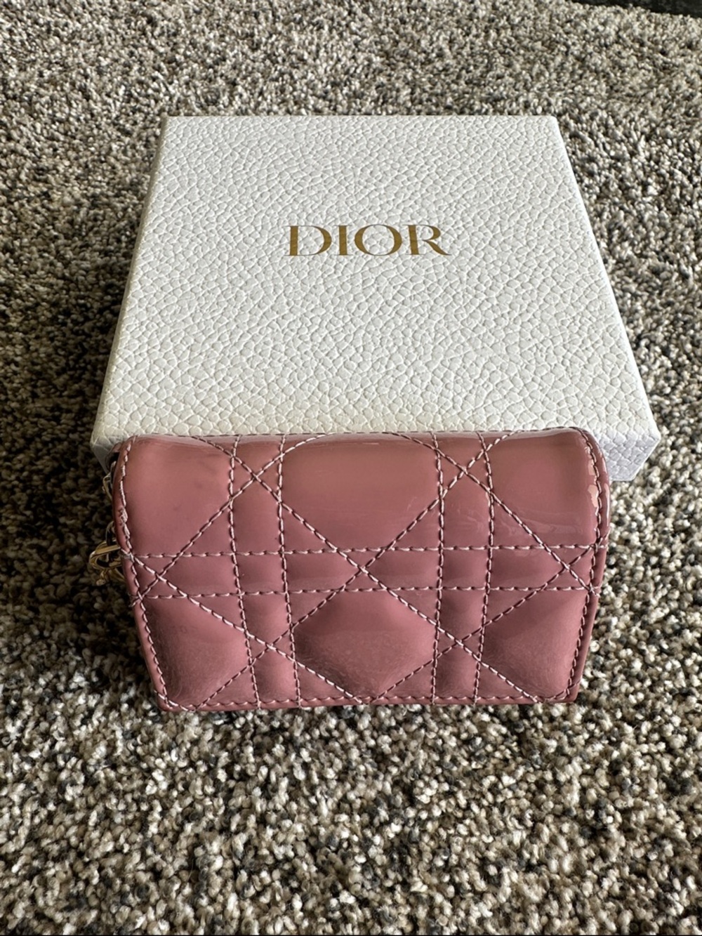Dior Rose Patent Quilted Wallet with Gold Accent-Authentic. Clearing out closet